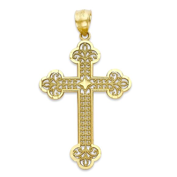 Solid 10k Gold Cross Pendant - Religious Jewelry Gifts Cross - Picture 1 of 5